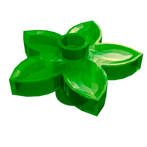 Lego Duplo Plant, Flower with 1 Top Stud / Trans-Green
