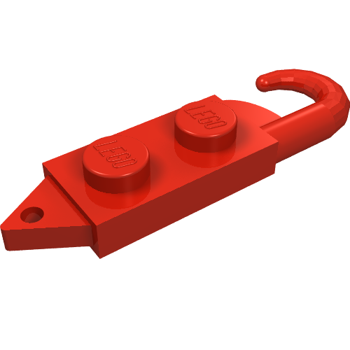 Lego Hook, Plate 1 x 2 with Crane Hook Right / Red