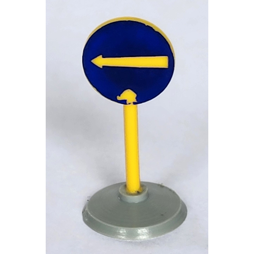 Lego Road Sign Old Round with White Arrow Left Print & Type 1 Base