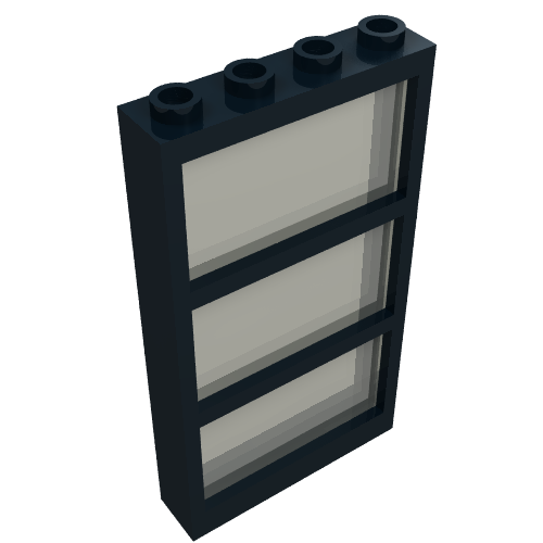 Lego Window 1 x 4 x 6 Frame with 3 Panes, Fixed Glass with Trans-Brown Glass / Black