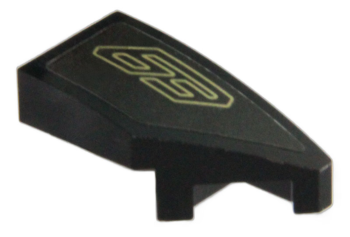 Lego Wedge 2 x 1 x 2/3 Right with Gold '63' Pattern (Sticker) - Set 76923 / Black