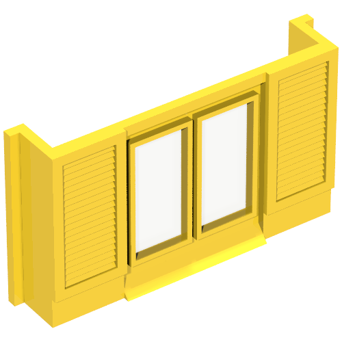 Lego Window 1 x 6 x 3 Shuttered with Glass for Slotted Bricks / Yellow