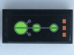 Lego Tile 1 x 2 with Orange Lights and Lime Circuit Pattern (Sticker) - Set 7645 / Black