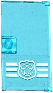 Lego Door 1 x 4 x 6 with Stud Handle with Police Badge on 3 White Stripes Bottom Pattern (Sticker) - Set 60069