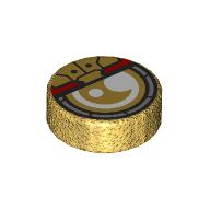 Lego Tile Round 1 x 1 with Armored White Eye Print / Pearl Gold
