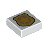 Lego Tile 1 x 1 with Police Badge Print / White