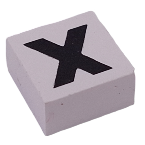 Lego Modulex Tile 2 x 2 with Black 'X' Print, Internal Supports