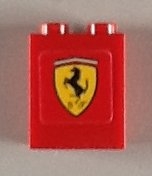 Lego Brick 1 x 2 x 2 with Inside Axle Holder with Ferrari Logo Pattern (Sticker) - Set 8654