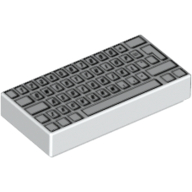 Lego Tile 1 x 2 with Computer Keyboard Standard Print / White