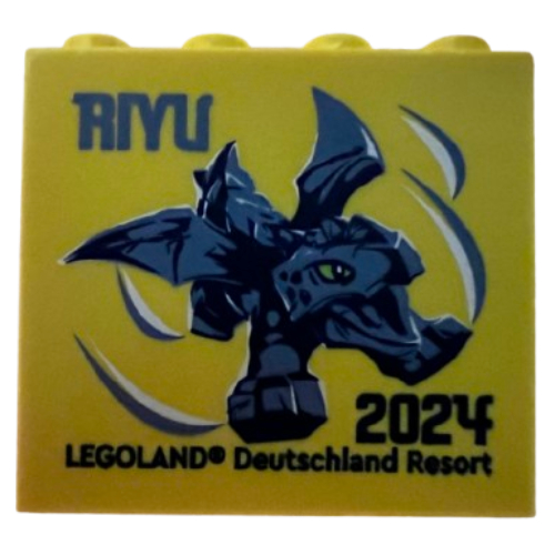 Lego Brick 2 x 4 x 3 with 'LEGOLAND Deutschland Resort RIYU 2024' Dragon Print