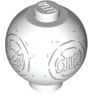 Lego Brick Round 2 x 2 Sphere with Stud with Dark Bluish Grey BB-8 Droid Snowman Print / White