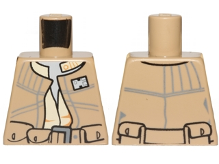 Lego Torso SW Rebel Vest over Tan Shirt and Belt with Pockets Pattern / Dark Tan