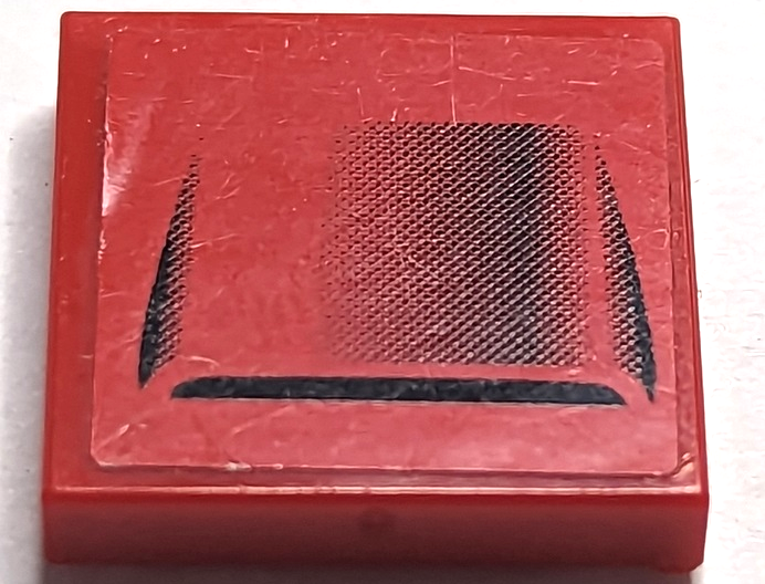 Lego Tile 2 x 2 with Black Vehicle Air Intake on Red Background Pattern (Sticker) - Set 8182 / Red