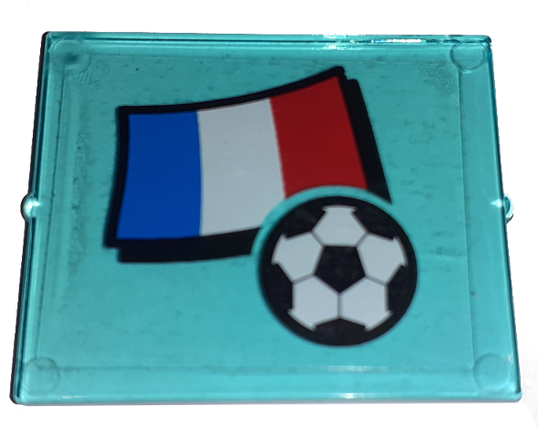 Lego Glass for Window 1 x 4 x 3 with Flag of France and Soccer Ball Pattern (Sticker) - Set 3406