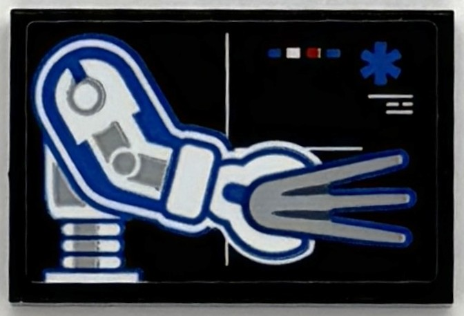 Lego Tile 2 x 3 with X-ray of Wolverine's Arm and Claw Pattern (Sticker) - Set 76294 / Black