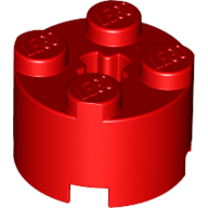 Lego Brick Round 2 x 2 with Axle Hole / Red
