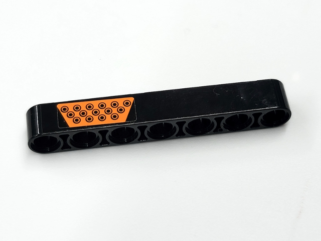 Lego Technic, Liftarm Thick 1 x 7 with Orange Tread Plate Pattern Model Right Side (Sticker) - Set 42081 / Black