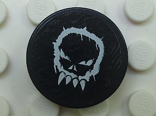 Lego Tile, Round 2 x 2 with Space Police 3 Alien Skull Pattern (Sticker) - Set 5980