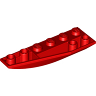 Lego Brick Wedged, Curved Inverted 6 x 2 Left / Red