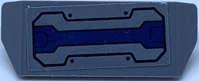 Lego Vehicle, Spoiler with Bar Handle with Dark Blue Stripe, Black Dots and Lines Pattern (Sticker) - Set 76131 / Dark Bluish Gray