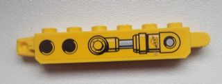 Lego Hinge Brick 1 x 6 Locking with 2 Black Holes and Piston Pattern on Both Sides (Stickers) - Set 9486 / Yellow