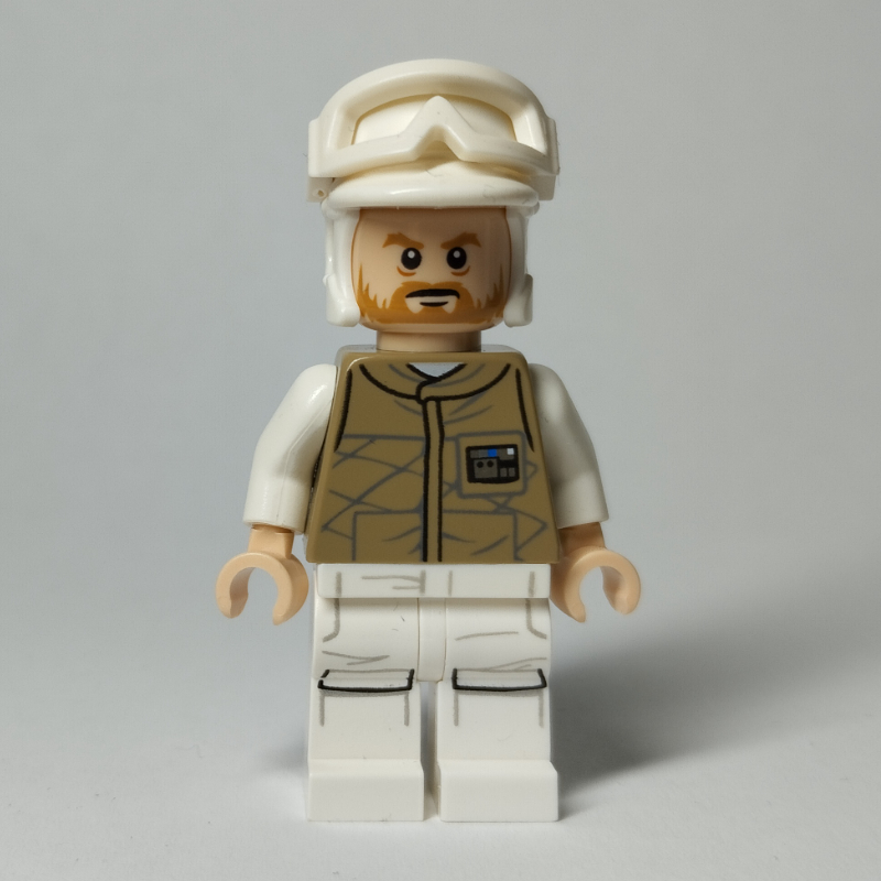 Lego Rebel Trooper in Hoth Uniform, White Hat, Dark Tan Jacket, Beard