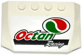 Lego Wedge 4 x 6 x 2/3 Triple Curved with Octan Logo and 'Octan Racing' Pattern (Sticker) - Set 60115 / White