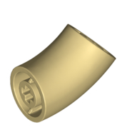 Lego Brick Round 2 x 2 D. Tube with 45° Elbow and Axle Holes (Crossholes) at Each End [SHORT] / Tan