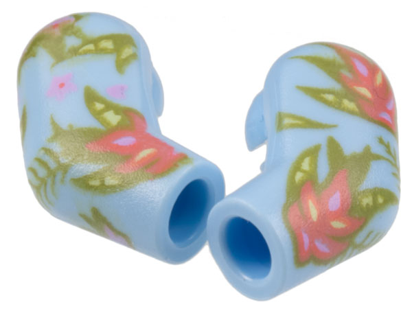 Lego Arm, (Matching Left and Right) Pair with Floral Pattern / Bright Light Blue