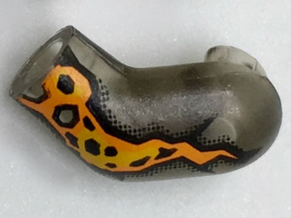 Lego Arm, Left with Orange and Yellow Flame Pattern / Trans-Brown
