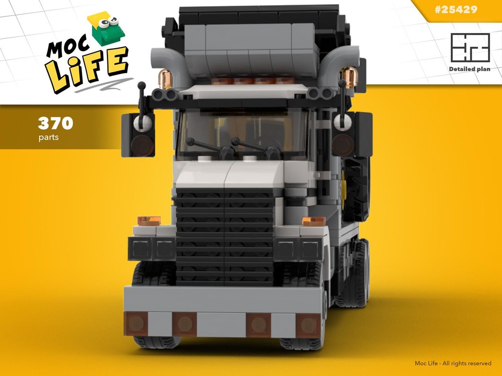 Lego Transport truck with Case backhoe