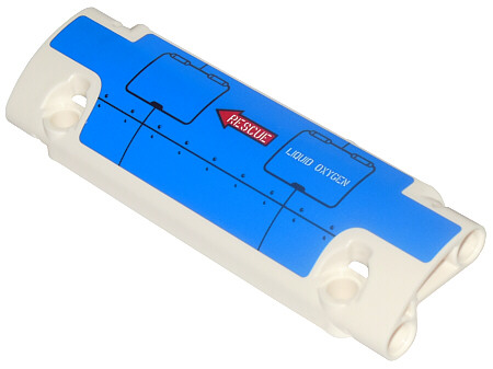 Lego Technic, Panel Curved 11 x 3 with Blue Panel with 'LIQUID OXYGEN' and Red Arrow with 'RESCUE' Pattern Model Right (Sticker) - Set 42025