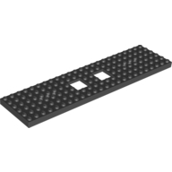 Lego Vehicle Base, Train 6 x 24 with Two 2 x 2 Openings and 3 Round Holes Each End, Reinforced on Bottom Side / Black