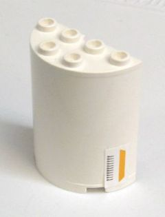 Lego Cylinder Half 2 x 4 x 4 with Orange and Black Lines on Right Side Pattern (Sticker) - Set 7163