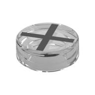 Lego Tile Round 1 x 1 with Black 'X' Print / Trans-Clear