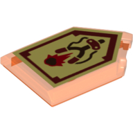 Lego Tile Special 2 x 3 Pentagonal with Nexo Power Shield Print - Rock Throw / Trans-Neon Orange