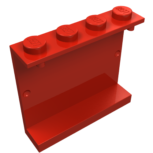 Lego Panel 1 x 4 x 3 [Solid Studs] / Red