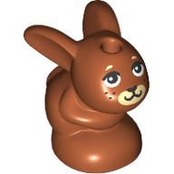 Lego Animal, Rabbit / Bunny, Baby Sitting with Black Eyes, Tan Nose Print / Dark Orange