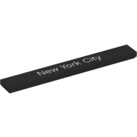 Lego Tile 1 x 8 with 'New York City' Print / Black