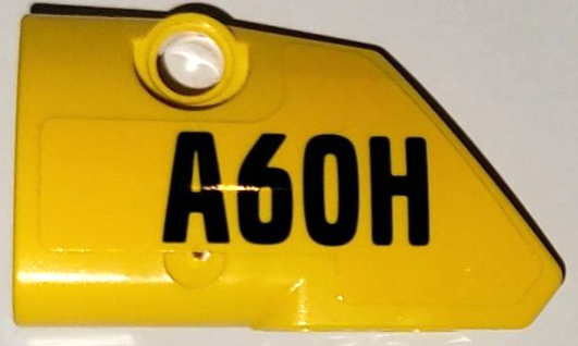 Lego Technic, Panel Fairing # 1 Small Smooth Short, Side A with Black 'A60H' Pattern (Sticker) - Set 42114 / Yellow