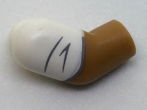 Lego Arm, Right with White Rolled Up Sleeve Pattern / Medium Nougat