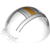 Lego Windscreen 6 x 6 x 3 Dome with Dual 2 Fingers with White/Bright Light Orange Cockpit Print / Trans-Clear