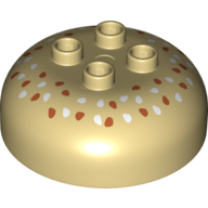 Lego Duplo Brick Round 4 x 4 Dome Top with 2 x 2 Studs - Dark Orange and White Seeds Print