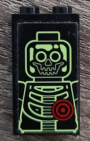Lego Panel 1 x 2 x 3 with Side Supports - Hollow Studs with X-Ray Skeleton Top and Red Bull's Eye Pattern (Sticker) - Set 70912