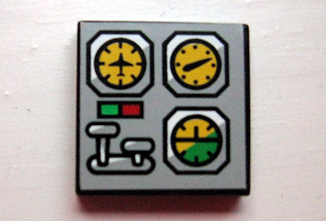 Lego Tile 2 x 2 with Avionics Helicopter Controls Pattern (Sticker) - Set 8425