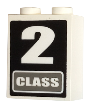 Lego Brick 1 x 2 x 2 with Inside Axle Holder with '2 CLASS' Pattern (Sticker) - Sets 4511 / 10158