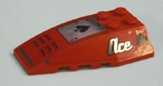 Lego Wedge 6 x 4 Triple Curved with Ace of Spades on Top and Sides Pattern (Stickers) - Set 8493 / Red