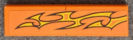 Lego Stickered Assembly 4 x 1 with Yellow Flames Pattern Model Left Side (Sticker) - Set 8135