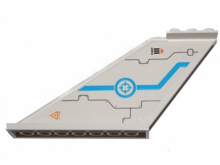 Lego Tail 12 x 2 x 5 with Dark Azure Stripe and Target Pattern Model Left (Sticker) - Set 70701