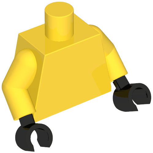 Lego Torso, Yellow Arms, Black Hands [Plain] / Yellow